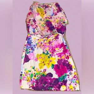 Floral flower dress belted 12 petite wedding white purple yellow pink